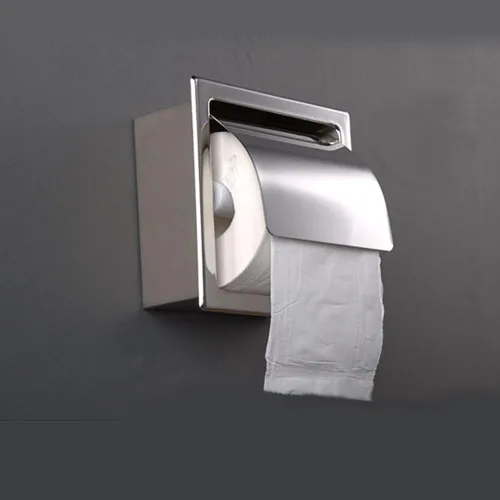 Vista 7 de LUANT Soporte de papel empotrado para almacenamiento de baño, acero inoxidable, cromo pulido