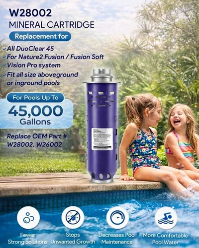 Vista 2 de Repuesto para Nature2 Duoclear 45 Cartucho mineral W28002 para todos los sistemas de piscina DuoClear Fusion Soft Vision Pro sobre el suelo