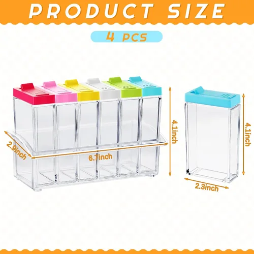 Vista 2 de Maxdot 24 frascos para especias de plástico, con tapa y bandeja, juego de condimentos para viajes, camping, macetas de especias, almacenamiento