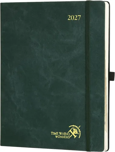 Vista 28 de POPRUN Agenda semanal y mensual 2027, libro de citas grande de 8.5 x 10.5 Verde oliva
