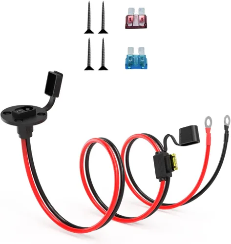 Vista 14 de ELFCULB Cable de extensión de enchufe de alimentación SAE a conector SAE, puerto de pared lateral SAE de montaje en panel de 14 AWG de 2 pies