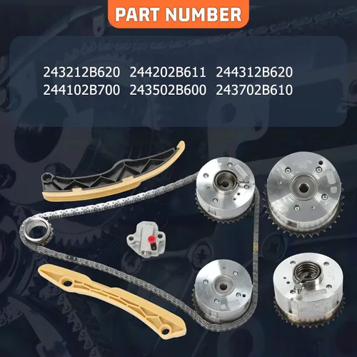 Vista 4 de Kit de cadena de distribución con 2 piezas de admisión y escape, piñón de engranaje VVT, compatible con piezas de repuesto de motor Kia Rio Forte5