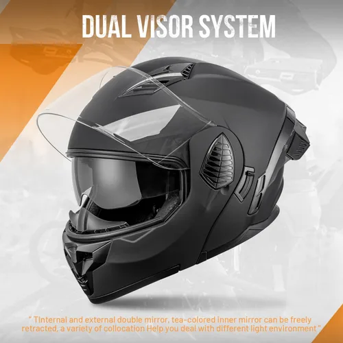 Vista 2 de OUMURS Cascos modulares de motocicleta de cara completa abatible, casco de motocicleta para bicicleta de calle, unisex, modelo 167 para adultos