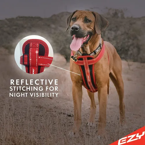 Vista 5 de Arnés ajustable para perro, de Ezydog, L, Negro Car Restraint Included, Comfort EVA Padding, Adjustable for All Breeds, Quick Release Buckles
