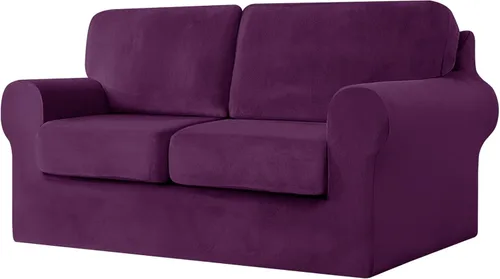 Vista 56 de UNBBRRL Fundas de sofá de 3 piezas para sofá, funda de terciopelo elástico para sillón con 1 funda de cojín de asiento y 1 funda de respaldo