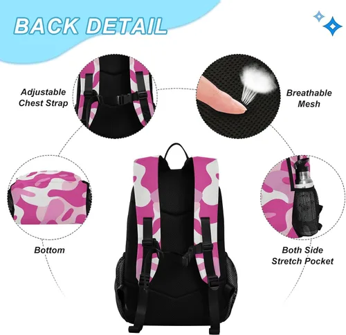 Vista 3 de Old Style Adventure Peach Design Book Bags For Boys With Lunch Bag Bookbags With Lunchbox For Boys 10-12 mochilas y loncheras escolares para nias
