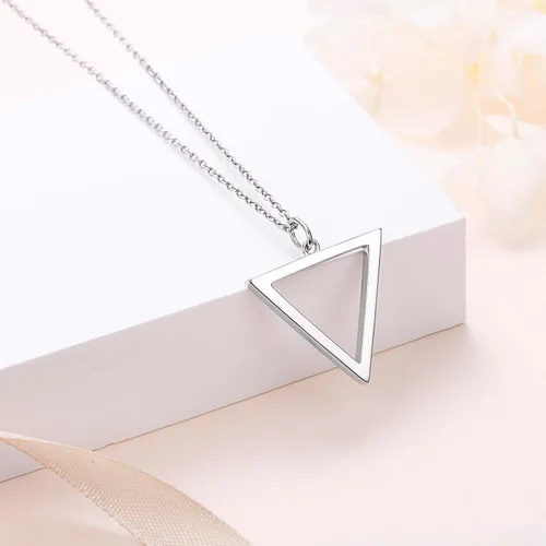 Vista 5 de DAOCHONG Collar de plata de ley 925 con formas geométricas, triángulorectángulocírculo, collar con colgante para mujer