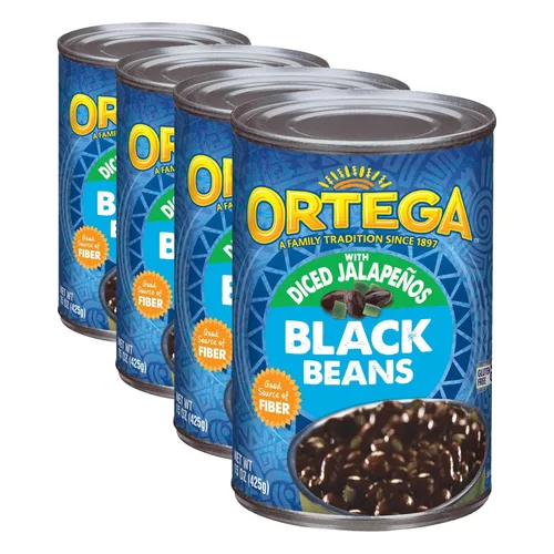 Vista 7 de Ortega Frijoles negros, con jalapeños en cubitos, 15 onzas