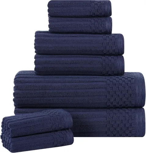 Vista 66 de Superior Juego de 6 toallas de algodón sólido y acanalado, toallas de cara de 13 x 13 pulgadas, toallas de mano de 16 x 28 pulgadas, toallas de baño