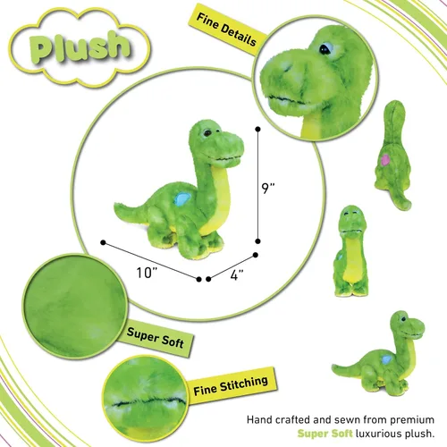 Vista 3 de DolliBu - Animal de peluche de dinosaurio de peluche, dinosaurio verde abrazable, adorable juguete de peluche de dinosaurio, lindo regalo