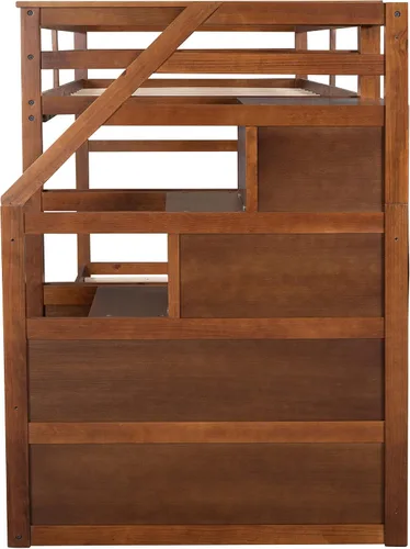 Vista 9 de Harper & Bright Designs Litera individual sobre cama individual con nido, marco de cama individual de madera sobre cama con cajones