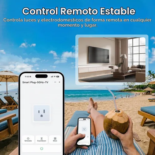 Vista 8 de Enchufe inteligente 5GHz, Enchufe inteligente EIGHTREE compatible con Alexa y Google Home, compatible con WiFi de 5GHz y 2.4GHz, Enchufe inteligente