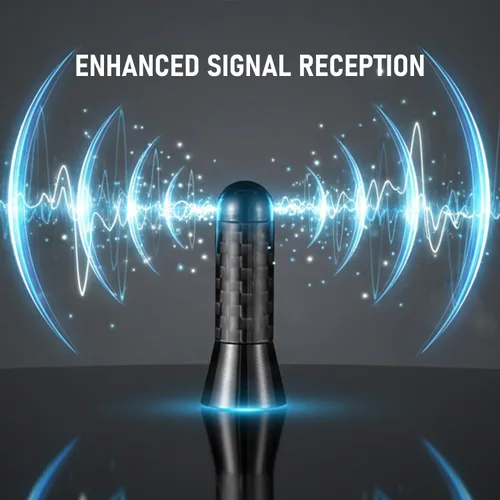 Vista 7 de Antena corta de fibra de carbono de 1.4 pulgadas compatible con Ford, Dodge, Toyota, Nissan, Mazda Radio AM/FM de aluminio negro mástil aéreo