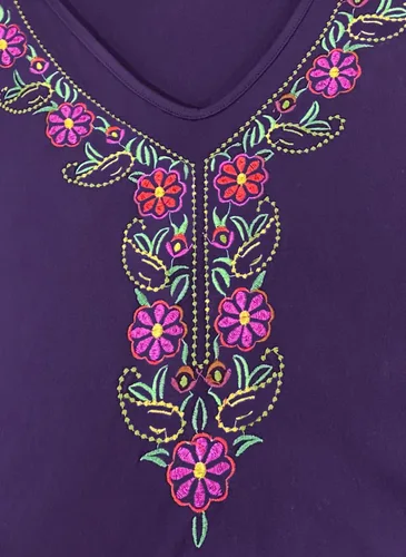 Vista 3 de Melliflo Camisetas mexicanas de manga corta para mujer, bordadas florales, sueltas, estilo étnico, camisetas bohemias