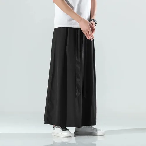 Vista 3 de Seidarise Pantalones de yoga japoneses de lino estilo harén de pierna ancha para hombre, estilo harén, estilo hip hop, holgados