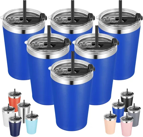 Vista 28 de VEGOND - Vaso térmico de acero inoxidable de 12 onzas con aislamiento al vacío de doble pared, vaso para viaje con tapa y pajita reutilizable Negro