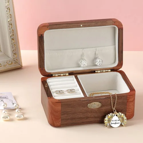 Vista 5 de SOFTALK Joyero de madera vintage, caja de música, caja de recuerdo, cajas musicales, regalos para boda, Navidad, cumpleaños, día de San Valentín