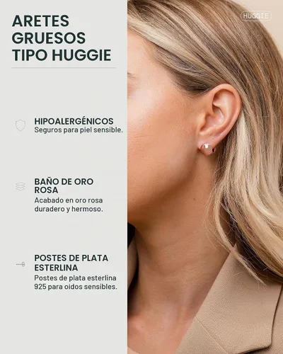 Vista 2 de PAVOI Aretes de aro gruesos chapados en oro de 14 quilates para mujer - Aretes pequeños de aro de oro con postes de plata de ley 925 - Joyería