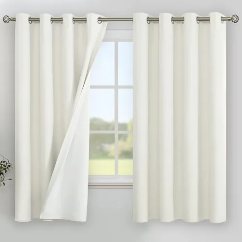 Vista 117 de YoungsTex - Cortinas 100% opacas para dormitorio, con aislamiento térmico y ojales, cortinas oscuras negras con capa pesada para ventana de sala