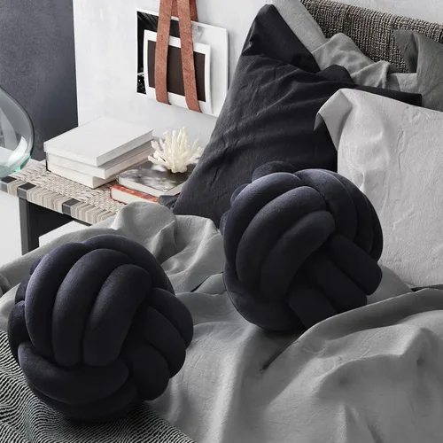 Vista 2 de Almohada de nudo, almohada redonda de nudo suave, cojín decorativo hecho a mano para automóvil, cama, sofá, sillones, sala de estar, decoración
