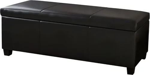 Vista 12 de BELLEZE Otomana de Almacenamiento de Cuero Sintético, Banco de Dormitorio de 47 Pulgadas con Bisagra de Cierre Seguro, Otomana Extra Larga