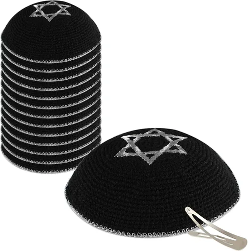 Vista 13 de Zion Judaica - Paquetes de Kipá de punto de calidad a granel, Kipppot o Kippas individuales, clips Kipa gratis incluidos