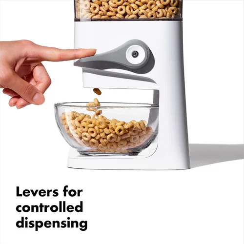 Vista 2 de Dispensador de cereales OXO Good Grips para encimera erfect for cereal, oatmeal, snacks. One-handed dispensing. Airtight dual-seal freshness.
