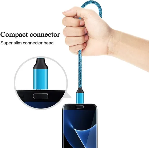 Vista 3 de Paquete de 2 cables micro USB para Android de carga rápida, compatibles con Samsung Galaxy S7 S6 Edge/Active, J8 J7 J3 V, Moto E5 G5 G6 Play