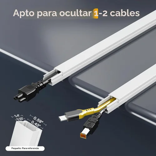 Vista 2 de Ocultador de cable de 56.7 pulgadas, cubiertas de alambre para 1 cable en la pared, cubiertas de cable de alta calidad para cables en la pared Blanco