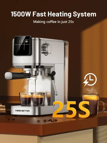 Vista 5 de Máquina de espresso KEENSTAR de 20 bares con preparación rápida de café frío, máquina de café caliente y helado, máquina de espresso con espumador