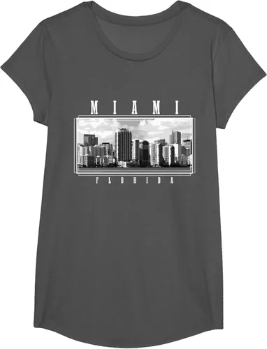 Vista 29 de Miami Skyline Florida Pride Vintage Miami Camiseta, Negro