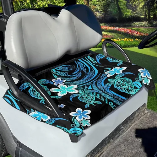 Vista 3 de Galaxy Sea Turtle - 2 piezas de manta de asiento de carrito de golf, cubierta trasera de asiento de cielo estrellado, tortuga, fundas de asiento
