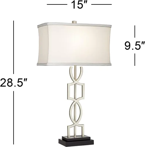 Vista 4 de 360 Lighting Evan - Juego de 2 lámparas de mesa modernas de 28 1/2 pulgadas de alto con puerto de carga USB, níquel cepillado, plateado, blanco