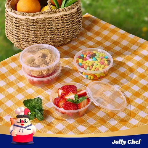 Vista 8 de Recipientes de almacenamiento de alimentos Deli 8 oz recipientes de plástico con tapas - Juego de 50