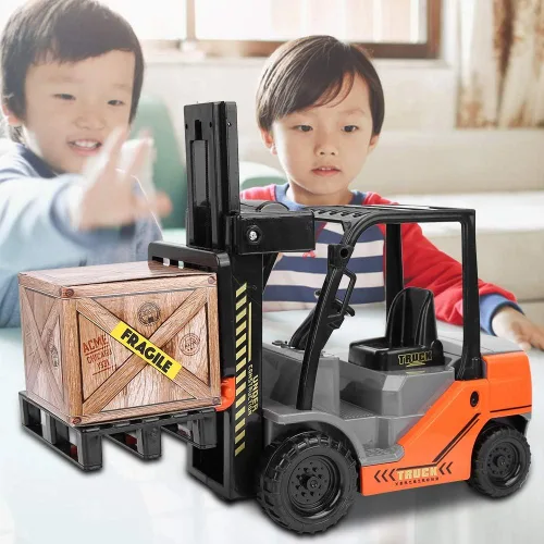 Vista 2 de Bnineteenteam 1/12 Escala Niños Carretillas elevadoras Modelo de Juguete de Inercia Carretillas Elevadoras Juguete de Regalo con Caja de Palets