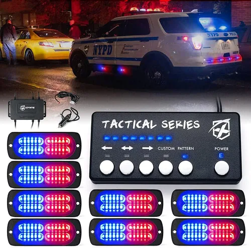 Vista 13 de Xprite Kit de 24 luces estroboscópicas LED ámbar de montaje en superficie con panel de control, conjuntos de luces de advertencia de emergencia