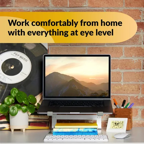 Vista 3 de OFFICE OWL Soporte de escritorio para laptop, ergonómico, portátil, elevador de computadora de aluminio para escritorio, soporte compatible