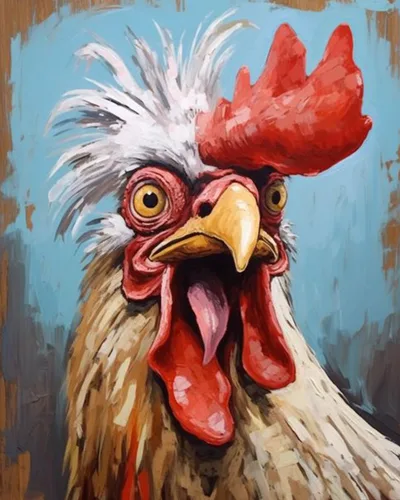 Vista 10 de Tucocoo Bumbers - Pintura de animales de granja para adultos, pintura acrílica por números, pintura acrílica, lienzo, decoración de cocina, gallo