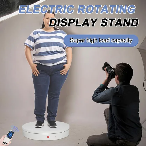 Vista 7 de Tocadiscos motorizados con control remoto, soporte giratorio motorizado resistente, plataforma giratoria ajustable de velocidad, tocadiscos