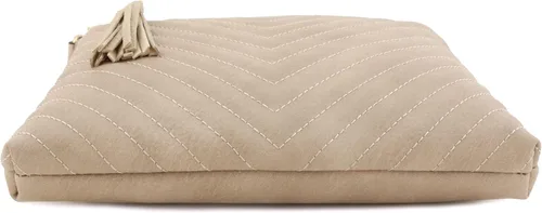 Vista 4 de Bandolera o bolsa mediana con patrón triangular, de estilo cruzado, acolchada y con borla