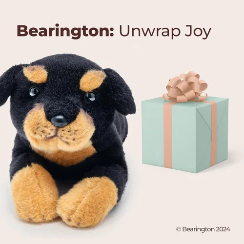 Vista 5 de Peluche Bearington Lil' Gunner El Rottweiler, Perro de Peluche de 8 Pulgadas