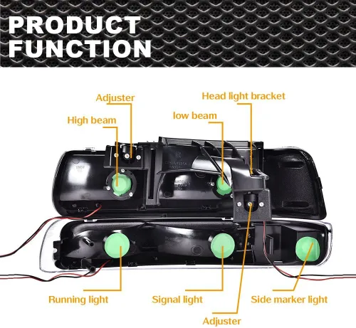 Vista 6 de Conjunto de faros LED CNNELL compatible con Chevy Silverado 1999-2002/Suburban Tahoe 2000-2006, carcasa cromada con lente transparente, reflector