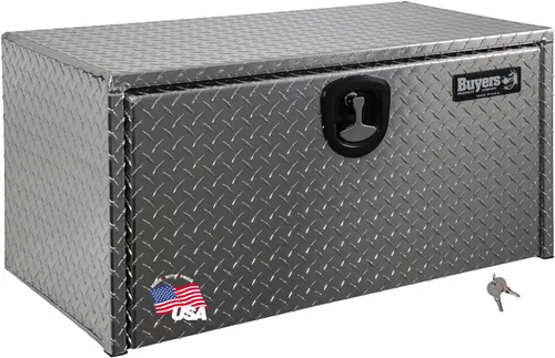 Vista 13 de Buyers Products 1705148 - Caja de camión de aluminio diamantado para debajo de la carrocería con pestillo de mango en T, 14 x 12 x 16 pulgadas