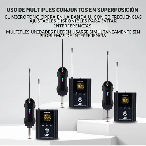 Vista 4 de W IN-MIX Sistema de micrófono inalámbrico UHF – 1 paquete con auriculares y micrófonos Lavalier, rango de 100 pies, 30 canales seleccionables