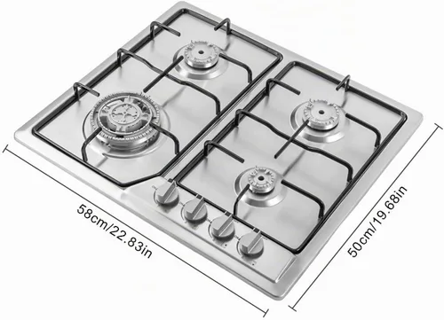 Vista 6 de Estufa de gas integrada de 23 x 20 pulgadas, 4 quemadores de acero inoxidable con kit de conversión de NG/LPG, protección de termopar y fácil