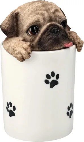 Vista 6 de Pacific Giftware Figura de Pug como caja de golosinas, almacenamiento para aperitivos y recompensas para perros, decoración de figuras