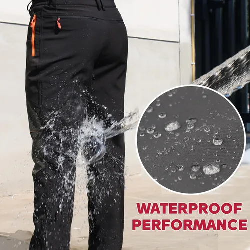 Vista 2 de ROAMIST Pantalones de nieve para hombre, impermeables, resistentes al viento, para invierno, senderismo, esquí, nieve, para hombre, tela duradera