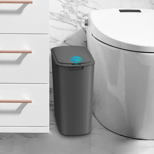 Vista 9 de Cesun Cubo de basura negro con sensor de movimiento automático para baño con tapa, cubo de basura sin contacto de 2.6 galones, cubo de basura
