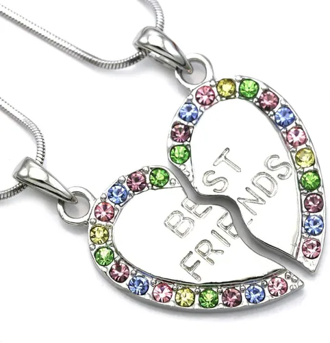 Vista 2 de SoulBreezeCollection Best Friends Forever BFF - Collar con dije de corazón para adolescentes y mujeres grabadas, Estrás