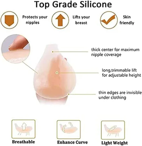 Vista 7 de JEEG Cómodo brasier adhesivo de silicona para levantamiento de pecho, pastas invisibles de silicona para levantamiento de senos, antisudor e